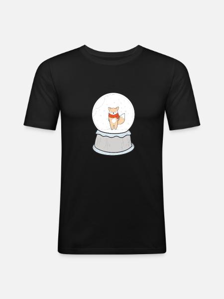 Snow globe fox - Men's Slim Fit T-Shirt - black