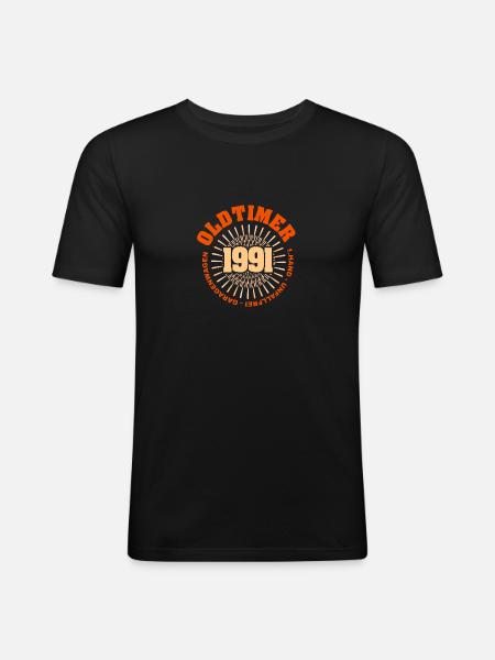 Geschenkidee 1991 - Männer Slim Fit T-Shirt - Schwarz