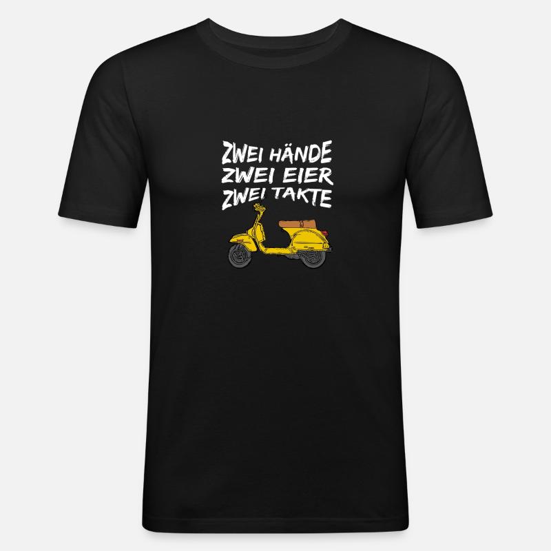 Zweitakter Motorroller - Männer Slim Fit T-Shirt - Schwarz