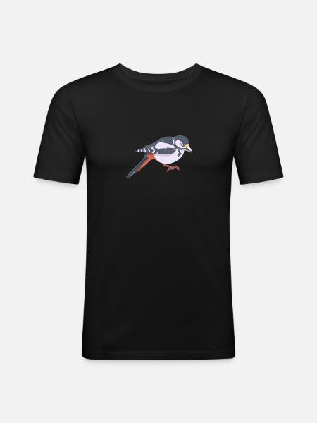 Great spotted woodpecker - Men's Slim Fit T-Shirt - black