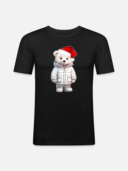 Bear Christmas - Men's Slim Fit T-Shirt - black