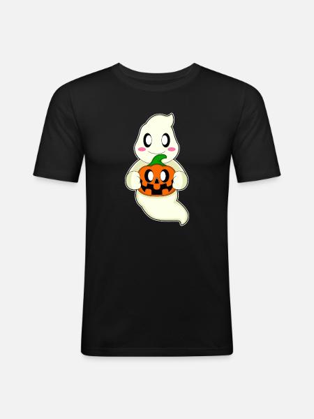 Citrouille fantôme d’Halloween - T-shirt près du corps Homme - noir