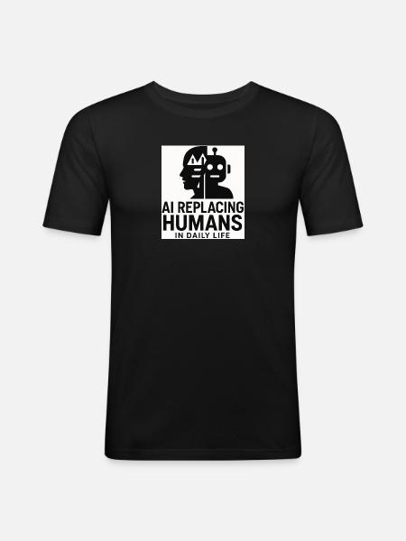 IA vs Humans2 - T-shirt près du corps Homme - noir