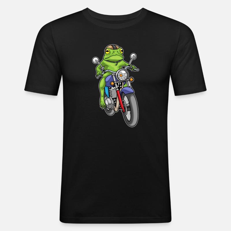 Frosch Motorrad - Männer Slim Fit T-Shirt - Schwarz