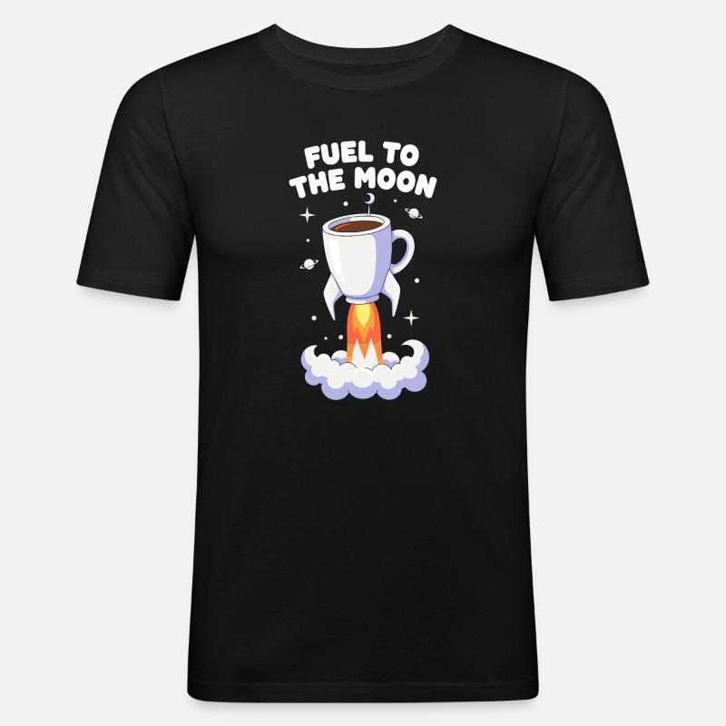 Coffee Rocket Moon Flight - Men's Slim Fit T-Shirt - black