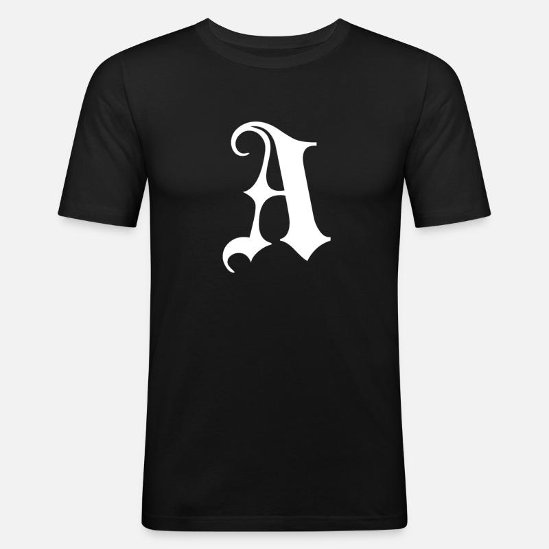 Gothic Monogram A Script - Men's Slim Fit T-Shirt - black