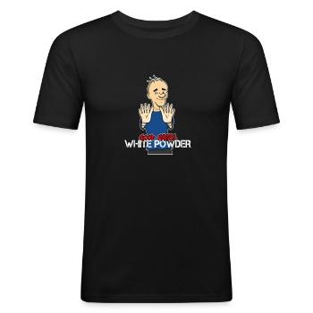 Bonnes habitudes - Poudre blanche - T-shirt près du corps Homme - noir - Devant - Nik (191cm)