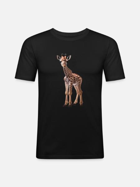 Giraffe - Giraffe Baby - Cool Kids Giraffe - Men's Slim Fit T-Shirt - black