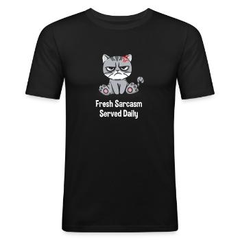 Le sarcasme frais sert du sarka amusant tous les jours - T-shirt près du corps Homme - noir - Devant - Nik (191cm)