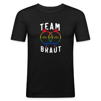Homo JGA Team Braut - Männer Slim Fit T-Shirt - Schwarz - Vorne - Nik (191cm)