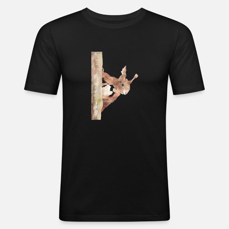 Eichhörnchen - Männer Slim Fit T-Shirt - Schwarz