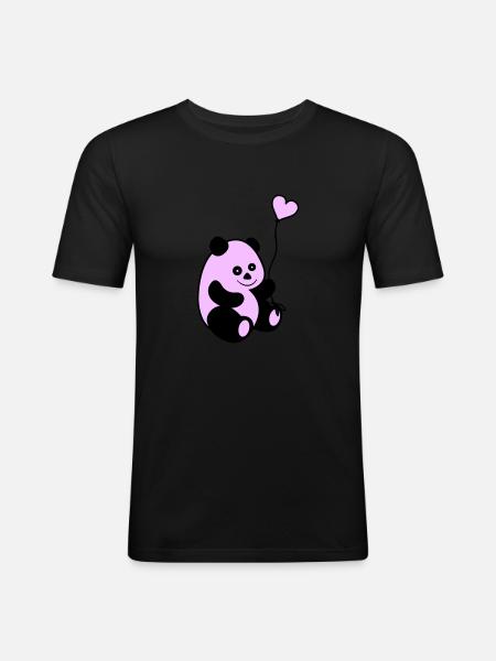 Panda Love - Men's Slim Fit T-Shirt - black