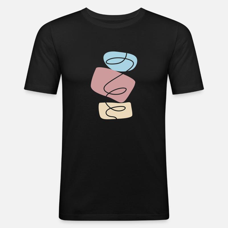 Abstraktes Design Steine stapeln - Männer Slim Fit T-Shirt - Schwarz