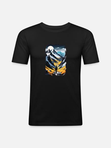 Natur & Bergwandern - Männer Slim Fit T-Shirt - Schwarz