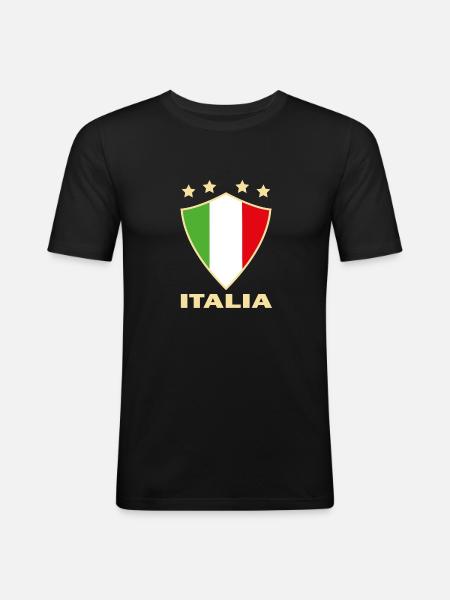 ITALIA 2 - Männer Slim Fit T-Shirt - Schwarz