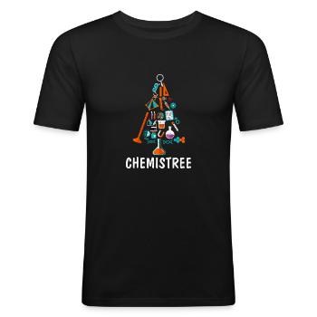Chemistree Funny Science Weihnachtsbaum - Männer Slim Fit T-Shirt - Schwarz - Vorne - Nik (191cm)