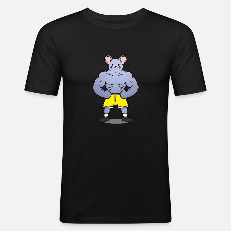 Muskulöse Maus - Männer Slim Fit T-Shirt - Schwarz