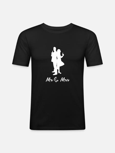 Mr Mrs Partner Hochzeitsgeschenk - Männer Slim Fit T-Shirt - Schwarz