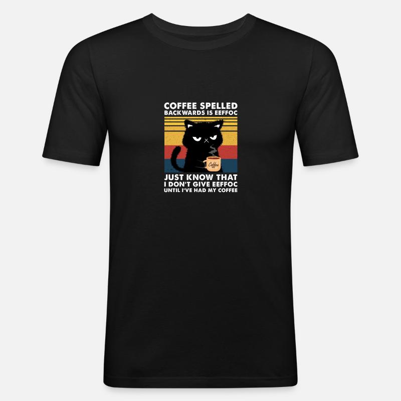 Coffee Spelled Backwards Is Eeffoc - Männer Slim Fit T-Shirt - Schwarz