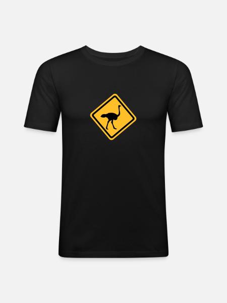 Autruche - T-shirt près du corps Homme - noir