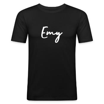Emy - Men's Slim Fit T-Shirt - black - Front - Nik (191cm)