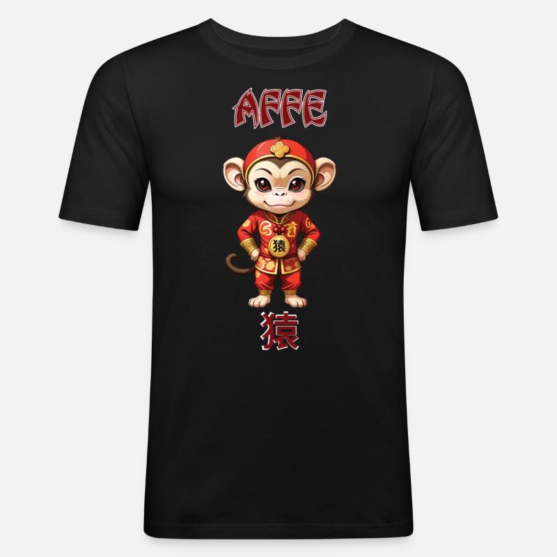 Affe - chinesisches Sternzeichen - Astrologie - Männer Slim Fit T-Shirt - Schwarz