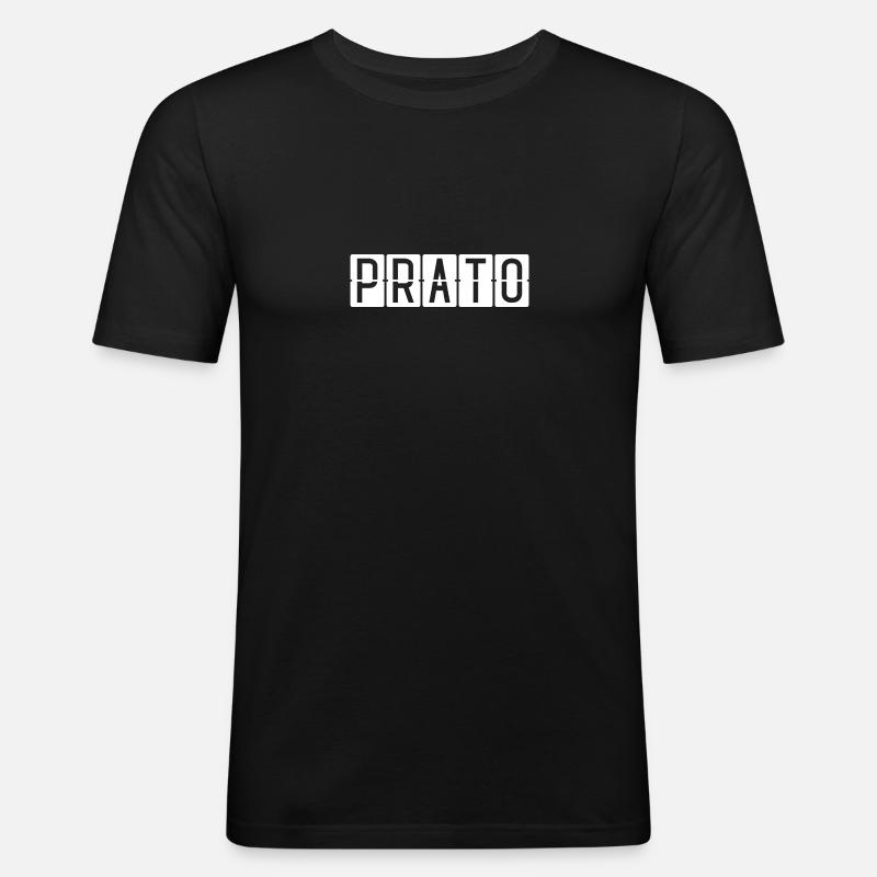 Prato Flughafentafel - Männer Slim Fit T-Shirt - Schwarz