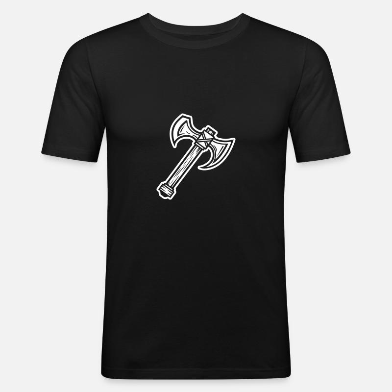 Axt Element - Männer Slim Fit T-Shirt - Schwarz