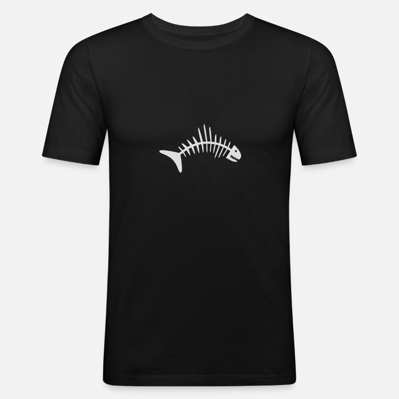 Fischgräte - Männer Slim Fit T-Shirt - Schwarz