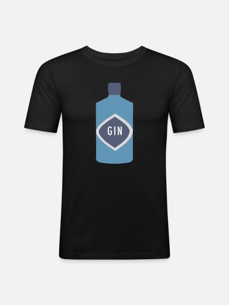 Gin Flasche Diamant Label - Männer Slim Fit T-Shirt - Schwarz