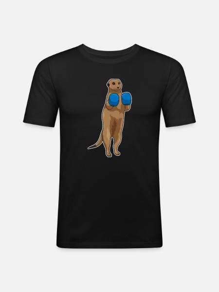 Erdmännchen Boxer Boxhandschuhe Boxen - Männer Slim Fit T-Shirt - Schwarz