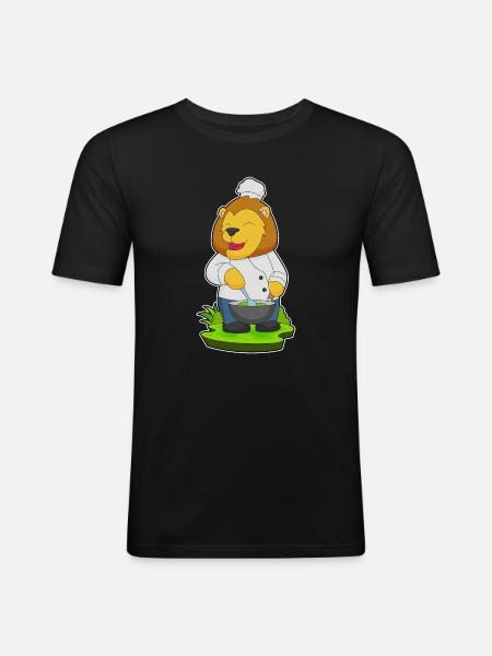 Lion Cooking Bowl Cooking - Men's Slim Fit T-Shirt - black