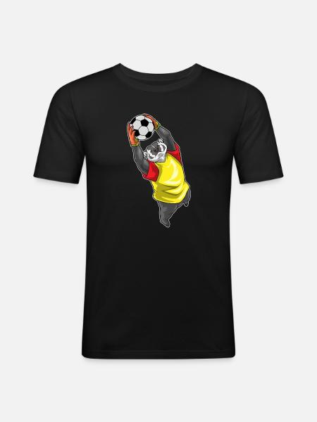 Dachs Torwart Fußball - Männer Slim Fit T-Shirt - Schwarz