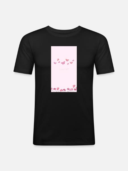Bouquet de fleurs aquarelles roses - T-shirt près du corps Homme - noir