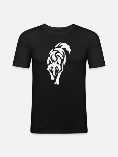 Wolf's silhouette in contrast - Men's Slim Fit T-Shirt - black