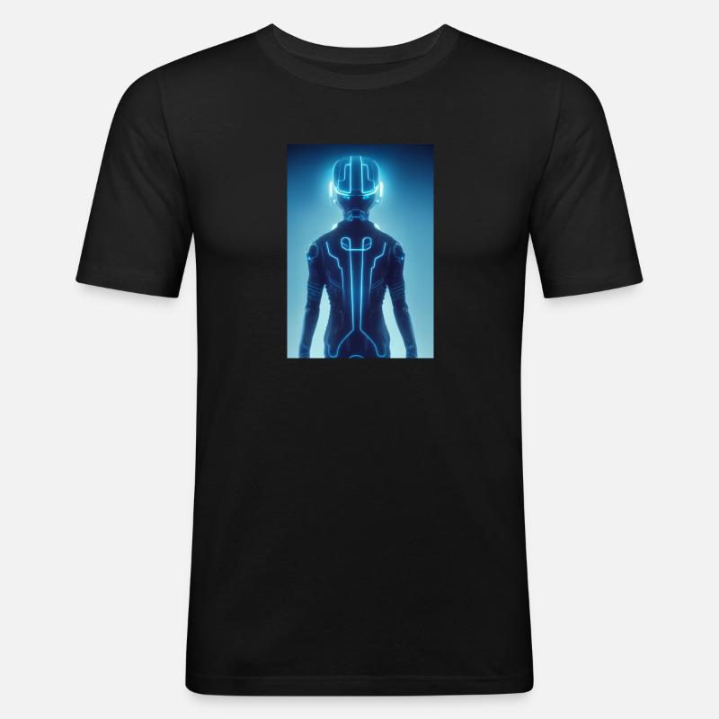 Clu Lights Blue - Männer Slim Fit T-Shirt - Schwarz