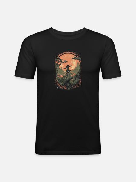 Schattentanz des Ninja - Männer Slim Fit T-Shirt - Schwarz
