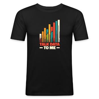 Talk Data To Me - Cadeau drôle d’analyste de données - T-shirt près du corps Homme - noir - Devant - Nik (191cm)