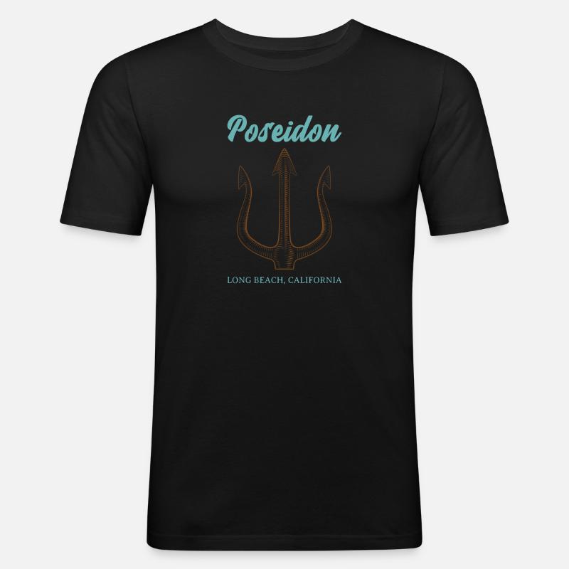 Poseidon Dreizack - Männer Slim Fit T-Shirt - Schwarz