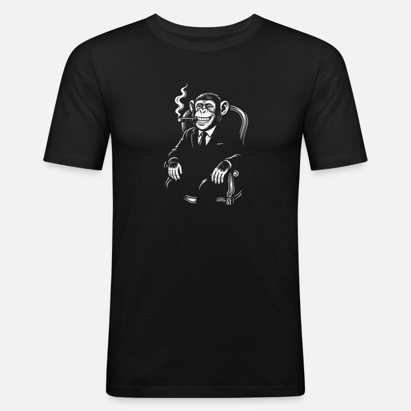 Affe mit Zigarre - Männer Slim Fit T-Shirt - Schwarz