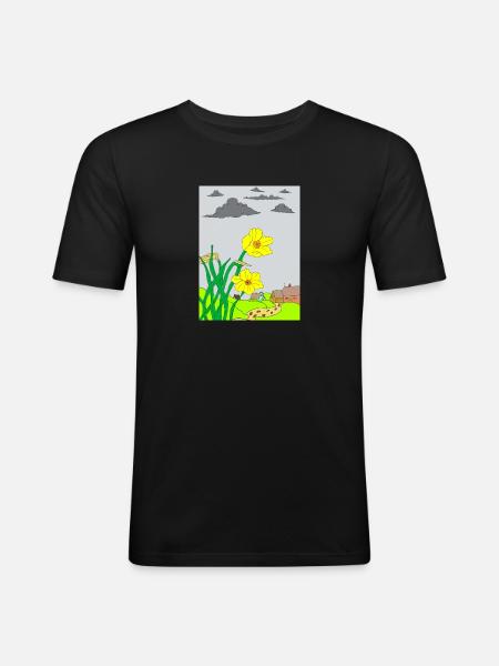 Tableau de fleurs - T-shirt près du corps Homme - noir