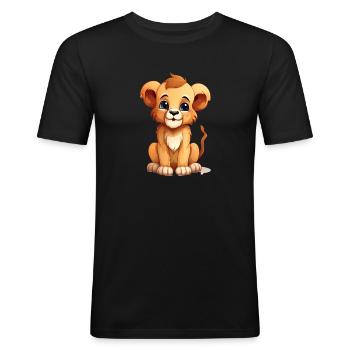 Bébé Lion mignon - T-shirt près du corps Homme - noir - Devant - Nik (191cm)