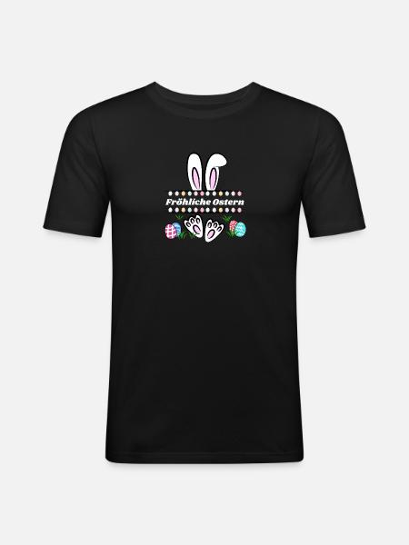 Fröhliche Ostern - Männer Slim Fit T-Shirt - Schwarz