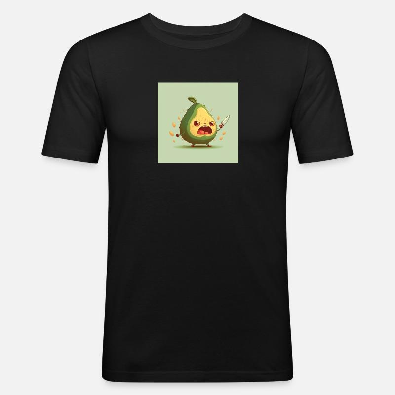 Angry Avocado - Cutefruitz - Männer Slim Fit T-Shirt - Schwarz