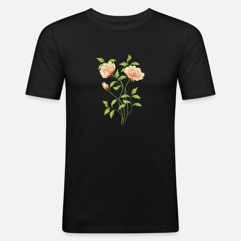 Blumen - Männer Slim Fit T-Shirt - Schwarz