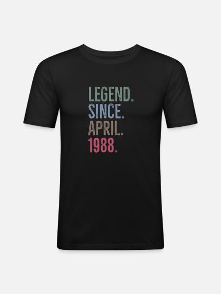 Légende depuis avril 1988 - T-shirt près du corps Homme - noir