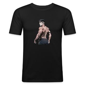 Fighter - Männer Slim Fit T-Shirt - Schwarz - Vorne - Nik (191cm)