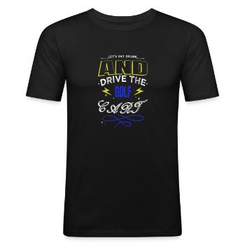 Citation Club de Golf GolfDuvet Golfgirl Golfcoach - T-shirt près du corps Homme - noir - Devant - Nik (191cm)