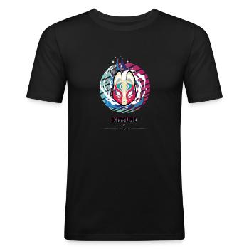 Kitsune Maske - Männer Slim Fit T-Shirt - Schwarz - Vorne - Nik (191cm)