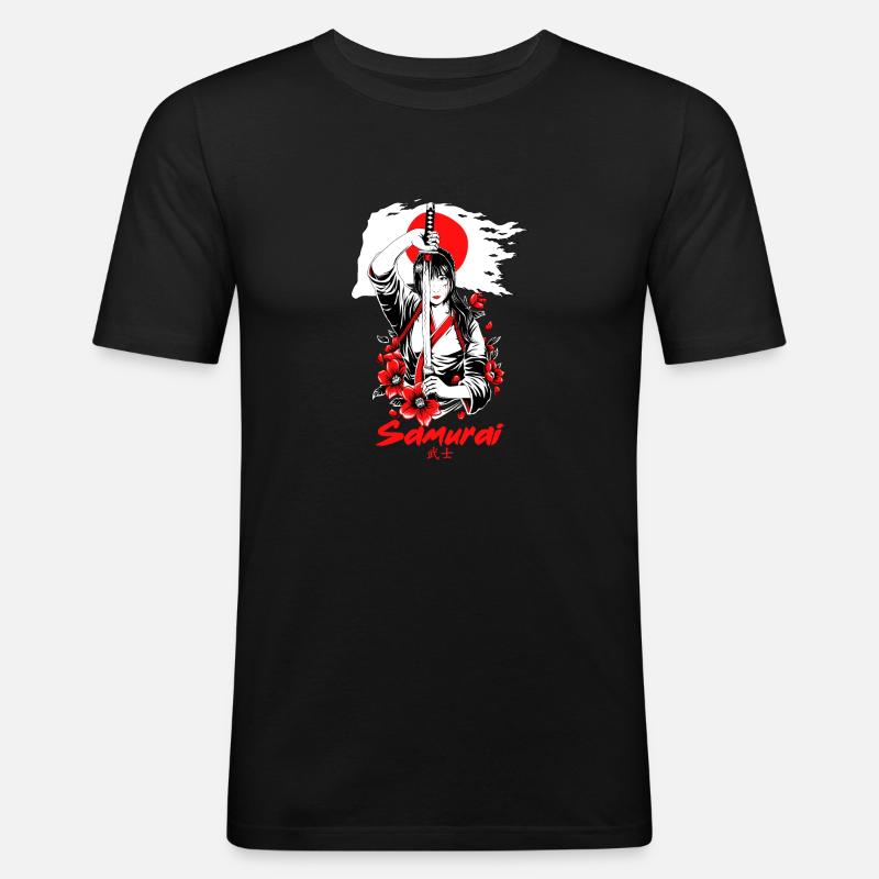 Japan Samurai Anime - Männer Slim Fit T-Shirt - Schwarz